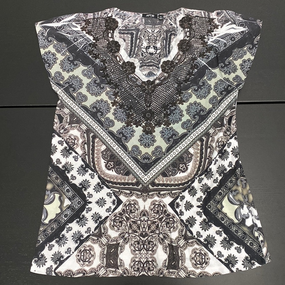 APT 9 Ladies Print Blouse with Lace Detail - XL